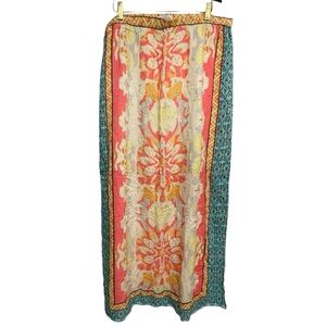 SUNDANCE Maxi Skirt Straight Side Slit Lined Colorful Size Large